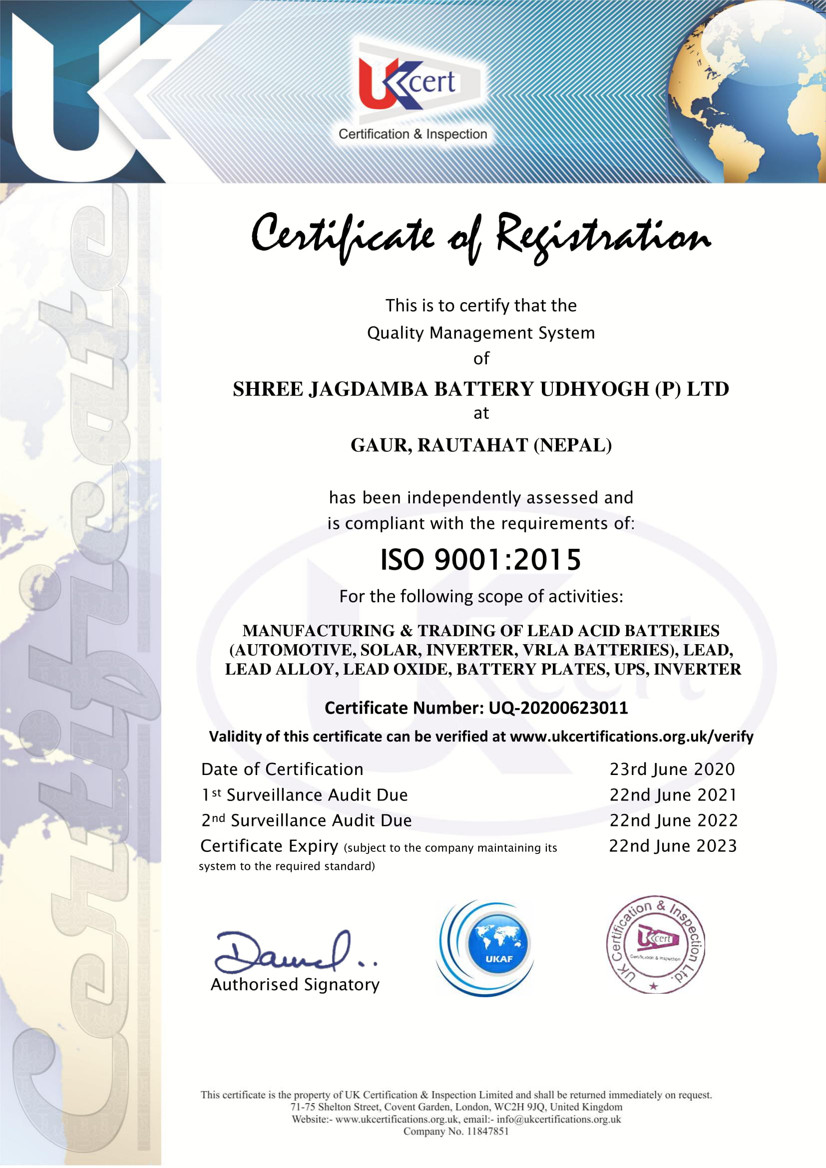 ISO Certificate